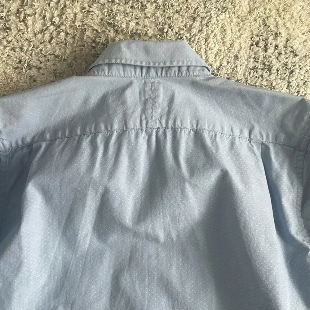Nordstrom Kids Light Blue Patterned Button Down Dress Shirt Sz 16 Formal Collar